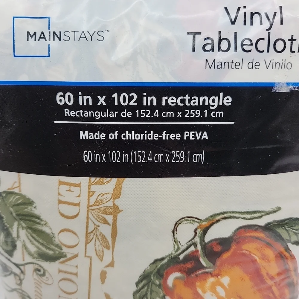 Mainstays Rectangle Lucious Garden Vinyl Tablecloth 60X102/8-10 Seating - NEW